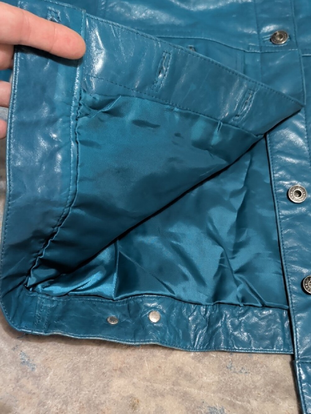 Vintage GAP Teal Leather Button-Front Jacket Women's M- Fall 2000 Collection Y2K - Picture 9 of 11